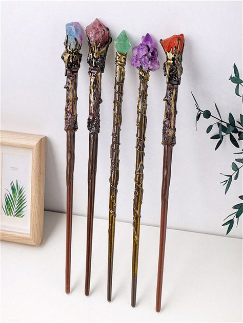 1pc Artificial Crystal Rough Stone Stick Fairy Stick Amethyst Semi Precious Stone, Halloween Props Decoration Decorations, Vintage Fairy Sticks Home Crafts Decorations Stage Show Dress Up Props Realistic Plastic Sticks For Men's, Women's And Children's Parties, Halloween Props Decoration Decorations Parties And Festivals.I discovered amazing products on SHEIN.com, come check them out! Cane Accessories, Stick Fairy, Fairy Stick, Stone Magic, Retro Fairy, Fantasy Items, Show Dress, Mirror Jewelry Storage, Healing Wands