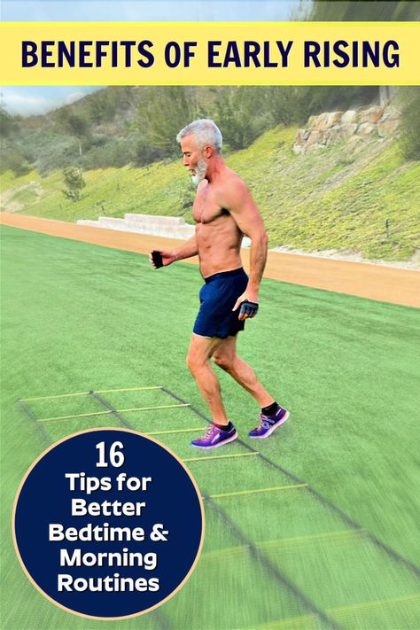 Older male, an early riser, trains outdoors as part of his new morning routine. Early Riser, Wake Up Early, Morning Routines, Healthy Routine, High Intensity Interval Training, Night Owl, Healthy Aging, Bedtime Routine, Interval Training