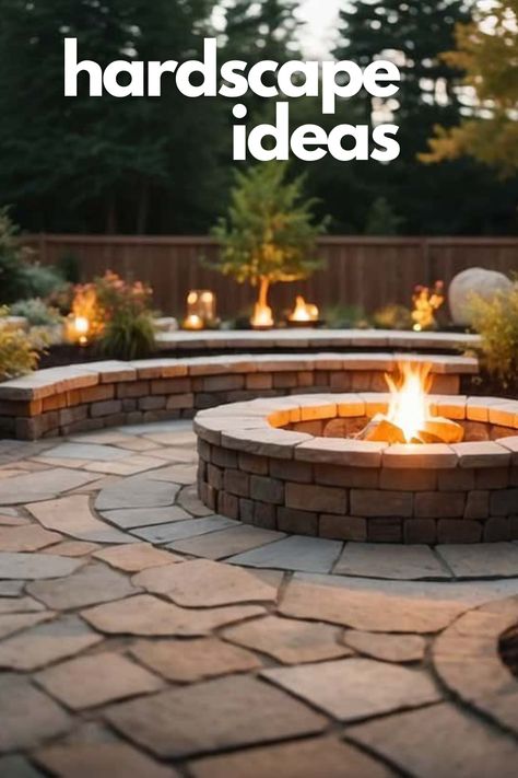 Large Front Yard Hardscaping Ideas, Hardscape Landscaping Ideas, Inexpensive Hardscape Ideas, Hard Scape Patio Ideas, Diy Hardscape Backyard, Outdoor Hardscape Ideas, Garden Hardscape Ideas, Hard Scaping Ideas, Hardscaping Backyard Ideas