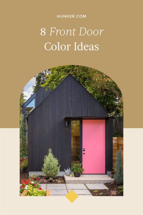 Whether your entry is old, new, Dutch, French, or steel, a splash of paint is all you really need to give it the wow-factor it deserves. To help you get started, we've rounded up a few of our favorite front door colors courtesy of the Pinterest-worthy homes that did it best. Inside Front Door Color, Mid Century Front Door, Cabin Front Door, Bold Front Door Colors, Bright Front Doors, Entry Door Colors, Coral Door, Inside Front Door, Splash Of Paint