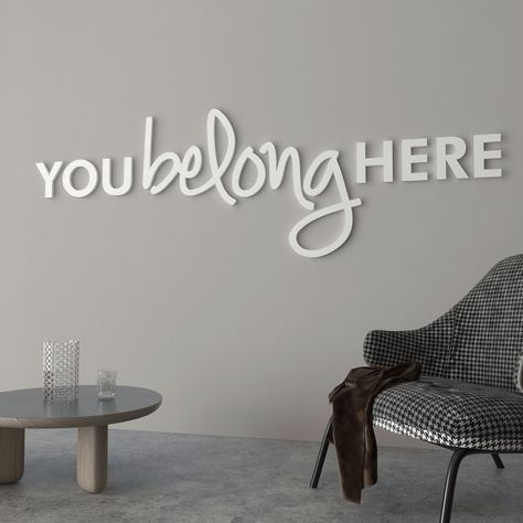 You Belong Here Sign Classroom Quotes Motivation Wall Decor - Etsy You Belong Here Sign, Ceiling Classroom Decorations, Teen Classroom Decor Church, You Belong Here Mural, Quotes For Wall Art, School Lobby Design Entrance, Youth Group Decor, Church Entryway Decor Foyers, Church Conference Decor