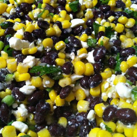 Food For 40 People, Corn Feta Dip, Corn Bean Salsa, Black Bean Corn, Black Bean Salsa, Bean Salsa, Feta Dip, Yellow Corn, Party Snack