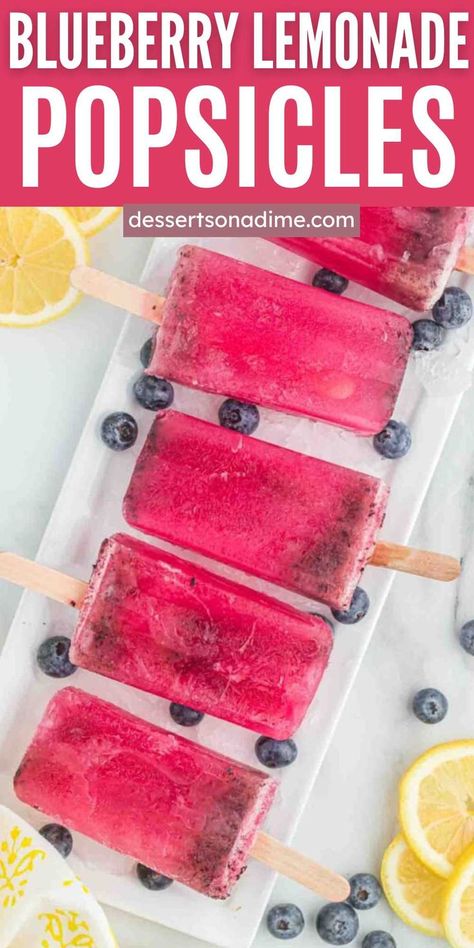 Blueberry Popsicles, Lemon Popsicles, Lemonade Popsicles, Eating On A Dime, Blueberry Lemonade, Homemade Popsicles, Easy Blueberry, Ice Cream Popsicles, Popsicle Recipes