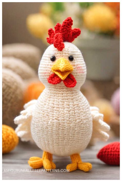 Amigurumi Chicken Crochet Free Pattern Crochet Chicken Hat Pattern Free, Chicken Crochet Pattern Free, Crochet Chicken Pattern Free, Crochet Chickens, Crochet Chicken Pattern, Amigurumi Chicken, Crochet Snail, Finger Knitting Projects, Chicken Crochet