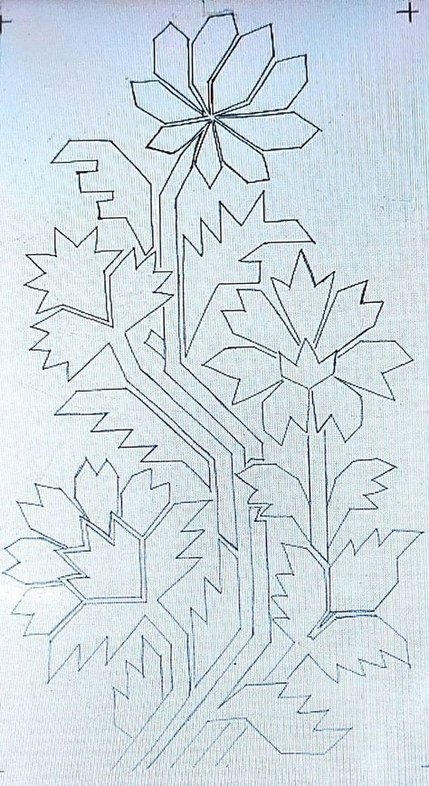 Jamdani Pattern Drawing, Jamdani Motifs Sketch, Phulkari Embroidery Motifs Patterns, Jamdani Design Sketch, Geometric Patterns Drawing, Embroidery Stitches Beginner, Flower Drawing Design, Textile Prints Design, Border Embroidery Designs