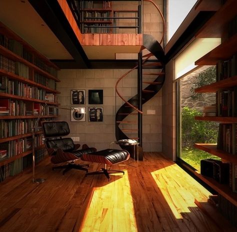 Library Room Design, Home Library Rooms, Library Inspiration, Escalier Design, Library Room, Home Library Design, Bookshelf Design, Spiral Stairs, Home Libraries