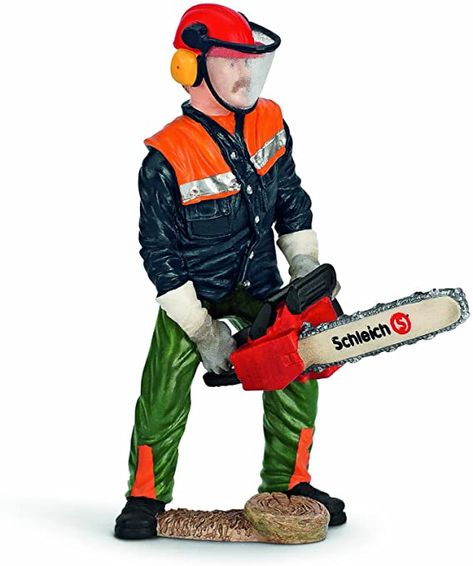 Amazon.com: Schleich Forestry Worker with Chainsaw : Schleich: Toys & Games Play Farm, Toy Barn, Farm Toys, Farm Tractor, Woodland Creatures, Ben 10, Kids Boxing, Wild Life, Red Shirt