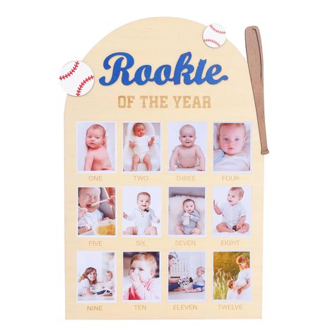 PRICES MAY VARY. Wood BASEBALL MILESTONE PHOTO BOARD - Make Your Child's Baseball 1st Birthday More Colorful With The Cute And Charming Rookie Of The Year Photo Board, Which Will Bring A Joyful And Playful Energy To Your Celebration In An Impressive Way! SPORT FIRST BIRTHDAY DECORATIONS - Wooden Baseball Monthly Photo Board With Smooth Surface And Easy To Stick, You Can Easily Stick Your Baby's 1 To 12 Months Photo In The Corresponding Place And Share Your Joy With Your Family And Friends. BASEB Baseball Rookie Year Birthday, Baseball 1st Birthday Party, Rookie Year First Birthday, Birthday Photo Board, First Year Birthday, Baby Party Themes, Baseball First Birthday, 1st Birthday Photo, Milestone Board