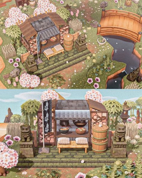 Japan Core Animal Crossing, Acnh Campsite Japanese, Animal Crossing Japanese Festival, Acnh Japanese Festival Area, Acnh Kotatsu Design, Acnh Kimono Shop, Acnh Natural Japanese Island, Acnh Studio Ghibli Island, Acnh Japanese Island Entrance