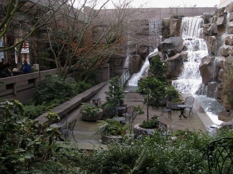 The UPS Waterfall Garden Park In Seattle Waterfall Garden, Waterfall Park, Goldfish Pond, Garden Waterfall, Waterfalls Backyard, Waterfall Features, Waterfall Fountain, Most Beautiful Gardens, Garden Park