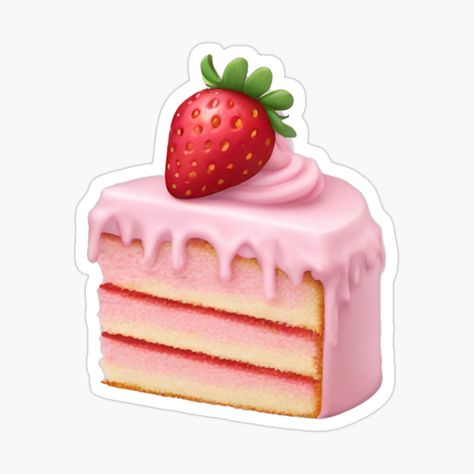 Strawberry Emoji, Strawberry Cake Slice, Cute Strawberry Cake, Cake Emoji, Emoji Cake, Emojis Iphone, Emoji Stickers Iphone, Dessert Art, Emoji Stickers