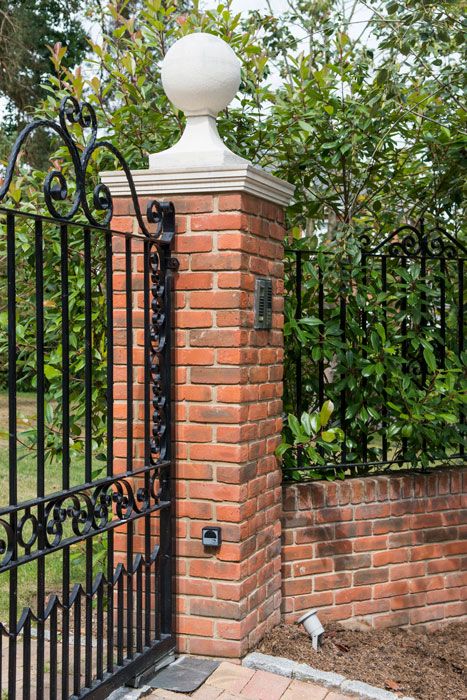 Brick Gate Entrance, Red Brick Fence, Mulberry House, Brick Pillars, Brick Yard, Brick Archway, Ranch Gates, Brick Columns, Red Brick Wall