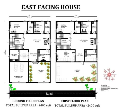 40'X60' East facing 5bhk house plan as per Vastu Shastra. Download Autocad DWG and PDF file. - Cadbull 5 Bhk Duplex House Plan, 40 60 House Plans 3d, 5bhk House Plan Single Floor, 60×40 House Plans East Facing, Vastu House East Facing, 5bhk House Design, 60×60 House Plan, 40×50 House Plans East Facing, East Facing Duplex House Plan Vastu