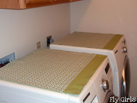 washer and dryer covers, saves them from getting scratched up Washer And Dryer Top Cover Diy, Mat For Top Of Washer And Dryer, Washer And Dryer Top Cover, Countertop Washer, Laundry Corner, Clothes Dryer Machine, Basket Dresser, Washer And Dryer Set, Dryer Cover