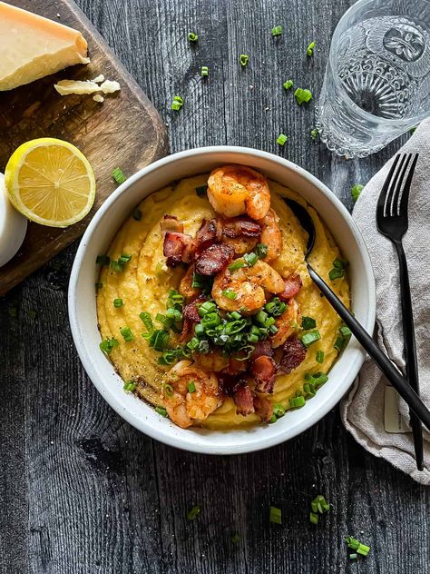 Venetian Shrimp With Polenta, Italian Penicillin, Shrimp And Polenta, Pastina Recipes, Bacon Breakfast, Small Pasta, Orzo Pasta, Old Bay, Lemon Butter