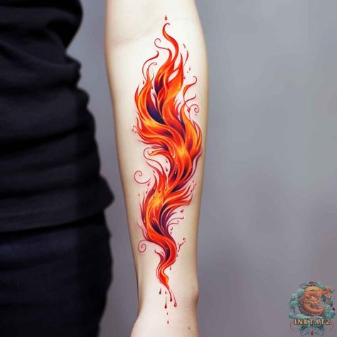 Unleashing the Fiery Passion: Exploring the Meanings and Symbolism of Fire Tattoos: 53 Designs - inktat2.com Flame Tattoos Feminine, Rhombus Tattoo, Fire Tattoo For Women, Dragon Fire Tattoo, Fire Dragon Tattoo, Fire Sign Tattoo, Skin Doodles, Phoenix Feather Tattoos, Drake Tattoos