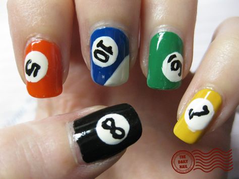 Billiard Ball Nails Pool Nails, Sports Nails, Daily Nail, Vacation Nails, 8 Ball, Creative Nails, French Tip Nails, Manicure E Pedicure, Billiard Balls