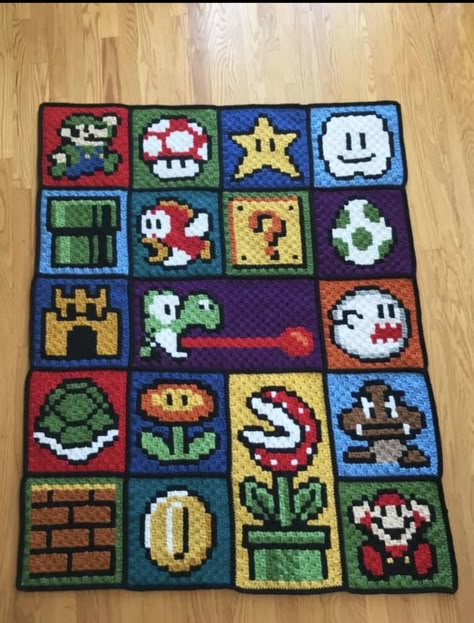 Mario Crochet, Pixel Crochet, Crochet Blanket Designs, Tapestry Crochet Patterns, Crochet Design Pattern, C2c Crochet, Crochet Fashion Patterns, Crochet Tapestry, Crochet Cross