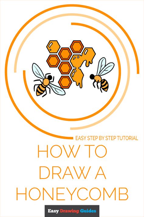 Learn How to Draw Honeycomb - Easy Step-by-Step Drawing Tutorial for Kids and Beginners How To Draw Honeycomb Step By Step, How To Draw A Honeycomb, How To Draw Honeycomb, Draw Honeycomb, Beehive Drawing, Honeycombs Drawings, Six Sided Shape, Bee Drawing, Cartoon Drawing Tutorial