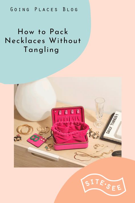 Taking jewelry with you on your travels can get a bit tricky because there’s always a chance you’ll arrive at your destination with a tangled mess on your hands. That is, unless you take steps to properly pack your necklaces so you can enjoy tangle-free travel. Keep reading for our top tips on how to pack necklaces for your next vacation. How To Not Get Necklaces Tangled, How To Pack Necklaces For Moving, How To Keep Layered Necklaces Untangled, Tangled Necklace Hack, Storing Necklaces Without Tangling Travel, Sustainable Travel, Free Travel, Tangled, Travel