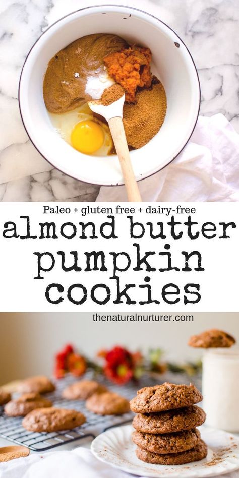 Paleo Almond Butter Cookies, Paleo Pumpkin Recipes, Almond Butter Cookies, Cookies Gluten Free, Paleo Cookies, Usa Food, Healthy Fall, God Mat, Pumpkin Cookies