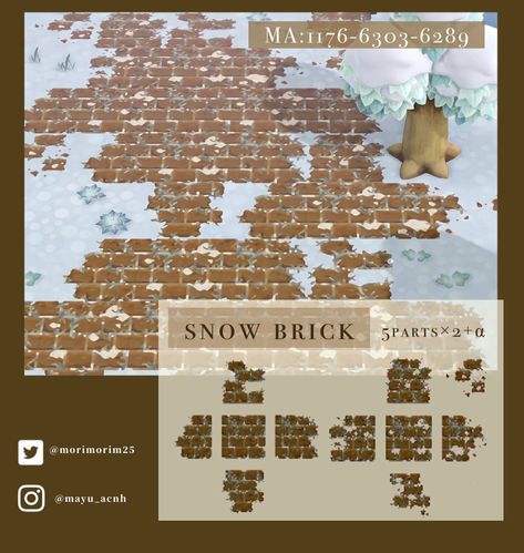 Animal Crossing Christmas Design Codes, Acnh Winter, Motif Acnl, Brick Path, Ac New Leaf, Path Ideas, Acnh Codes, Animal Crossing Wild World, Path Design