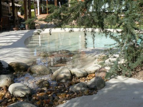 'Sand Pools' Are The Latest Backyard Trend | Bored Panda Sand Pool, Beach Entry Pool, Dream Backyard Pool, Pool Images, Natural Swimming Ponds, Pools Backyard Inground, Small Swimming Pools, Pools Backyard, Backyard Beach