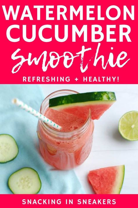 Cucumber And Watermelon, Cucumber Watermelon, Watermelon Smoothie Recipes, Watermelon Smoothie, Cucumber Smoothie, Watermelon Drink, Iced Tea Recipes, Healthy Cookie Recipes, Easy Drink Recipes