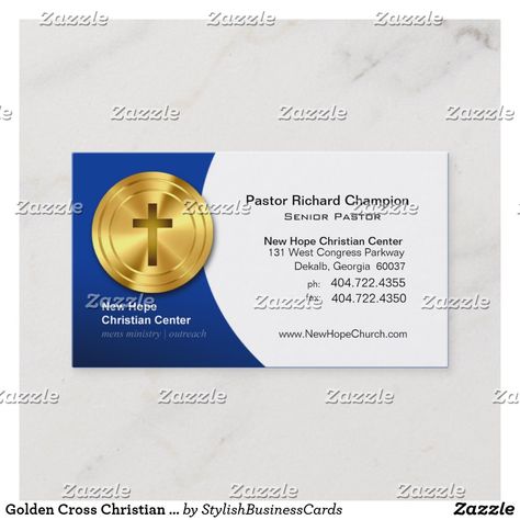 Golden Cross Christian Symbol Minister/Pastor Business Card Complimentary Card Design, Complimentary Card, Golden Cross, Stylish Business Cards, Cross Symbol, Free Birthday Card, Cross Christian, Create Your Own Business, Ticket Design