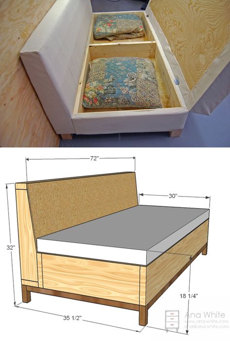 Diy Couch Bed Ideas, Diy Outdoor Couch With Storage, Make A Couch Diy, Diy Couch Storage, Diy Love Seat Indoor, Diy Loveseat Indoor, Diy Sofa With Storage, Diy Couch With Storage, Diy Bed Couch