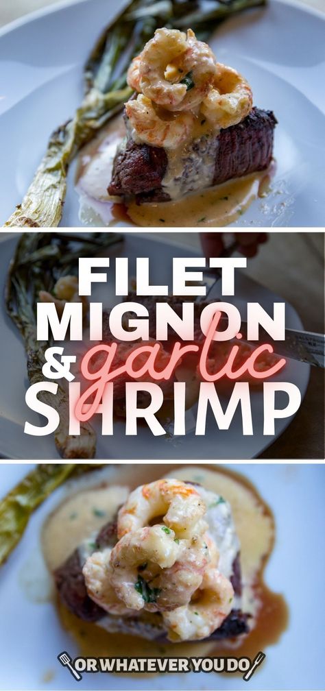 Filet Mignon And Shrimp Recipes, Filet Mignon And Shrimp, Garlic Shrimp Sauce, Filet Mignon Recipes Grilled, Shrimp Sauce Recipes, Shrimp In Garlic Sauce, Smoked Shrimp, Traeger Smoker, Mignon Steak