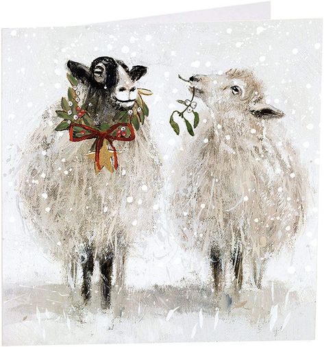 Christmas Sheep Painting, Sheep Christmas, Christmas Sheep, Sheep Paintings, Charity Christmas Cards, Sheep Art, Art Beat, Christmas Artwork, Christmas Card Art