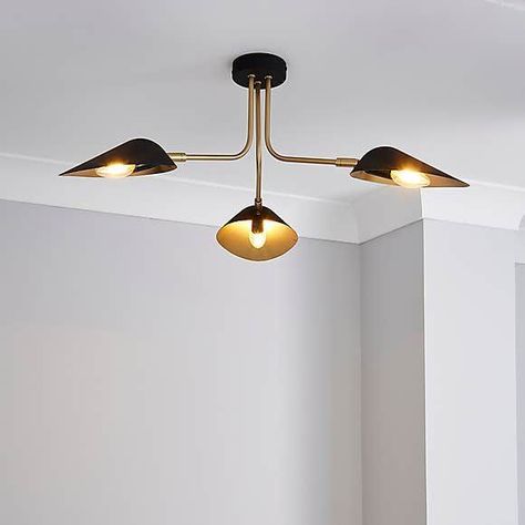 Ceiling Light Design Living Room, False Ceiling Lighting, Room False Ceiling, Ceiling Lights Uk, Mid Century Modern Ceiling Light, Flat Ceiling Lights, Black Ceiling Lighting, Brass Ceiling Light, Lounge Lighting