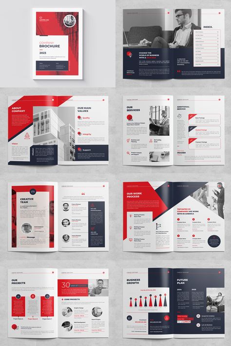 This 16 Pages Brochure Template can be used for any business or other Projects. All fonts, shapes, and other elements are very easy to customize with Adobe InDesign and Adobe Photoshop. #brochure #template #booklet #catalog #magazine #business Magazine Business, Business Brochure, Adobe Indesign, All Fonts, Brochure Template, Adobe Photoshop, White Background, Photoshop, Magazine