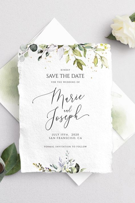 Save The Dates Wedding Invitations, Alter Wedding Decorations, Save The Date Templates Design, Wedding Invites Greenery, Save The Date Floral, Save The Date Greenery, Save The Date Eucalyptus, Save The Date Digital, Wedding Invitations Eucalyptus Design