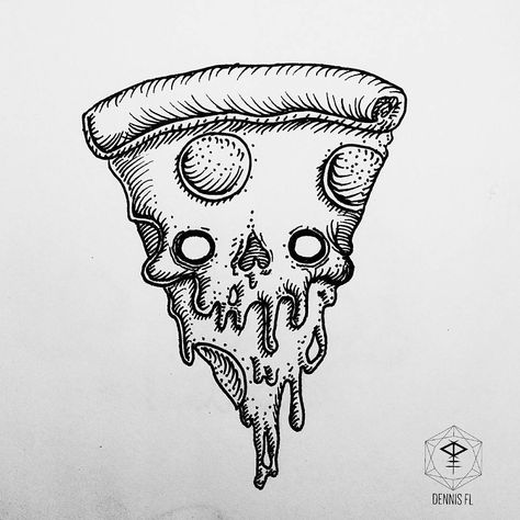 Pizza Skull Tattoo, Sculpting Projects, Skull Pizza, Cheese Cartoon, Pizza Tattoo, Pizza Drawing, Monster Sketch, Captain Spaulding, Pizza Girls