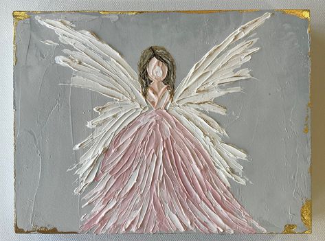 Christmas Deadline:  Deadline to order and receive by Christmas is December 11th, 2023.  Orders placed after December 11th will not be completed until after January 8th, 2024.  Merry Christmas and a Happy New Year! Angel, Hand Painted, heavy texture, Blond Angel, pink, 8x10 Christmas Angels Painting, Doxology Art, Angel Painting Easy, Angels Painted On Rocks, Angel Pumpkin, Painting Angels On Canvas, Texture In Art, Hand Painted Angel Christmas Ornaments, College Paintings