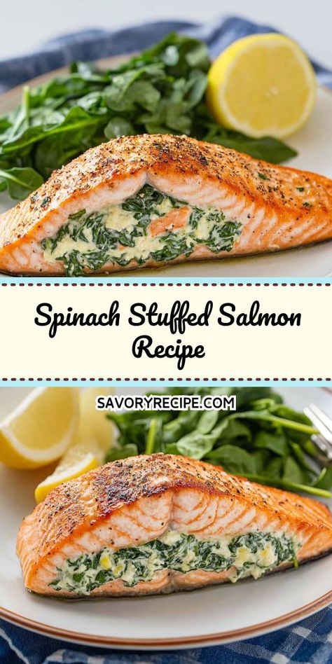 Looking to spice up your Mediterranean dinner menu? This Spinach Stuffed Salmon Recipe is a delightful blend of savory and healthy ingredients! Perfect for any weeknight meal or special occasion. Make sure to save this recipe for your future culinary adventures! Stuffed Salmon Recipes, Mediterranean Dinner Ideas, Spinach Stuffed Salmon, Stuffed Salmon Recipe, Cheesy Dinner, Saturday Dinner, Mediterranean Dinner, Stuffed Salmon, Salmon Cream Cheese