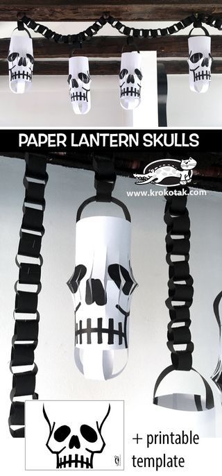 PAPER LANTERN SKULLS | krokotak | Bloglovin’ Paper Lantern Ghost, Strašidelný Halloween, Décoration Table Halloween, Diy Paper Christmas Tree, Lantern Paper, Moldes Halloween, Simple Holiday Cards, Halloween Songs, Homemade Halloween Decorations