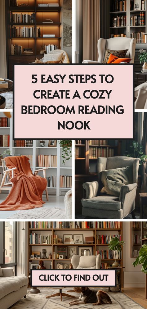 📖🛋️ Turn your bedroom into a reader's retreat with simple, stylish updates. Our article shows you how to add a cozy reading area seamlessly with trendy cozy bedroom colors. Click to unlock the full potential of your space! Cozy Home Reading Space, Small Reading Nook Cozy Corner Bedrooms Ideas, Cozy Corners In Bedroom, Reading Book In Bedroom, Cozy Bedroom Reading Corner, Bedroom With Reading Area, Cozy Nook Bedroom, Small Reading Nook Cozy Corner Bedrooms, Corner Reading Nook Living Room