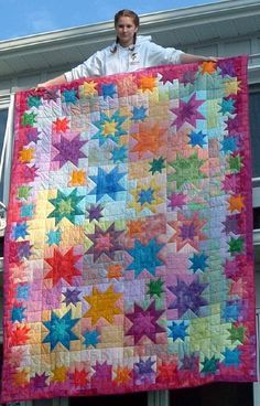 Colchas Quilting, Colorful Quilt, Quilt Modernen, Rainbow Quilt, Pinwheel Quilt, Star Quilt Blocks, Star Quilt Patterns, Colorful Quilts, Patchwork Quilting