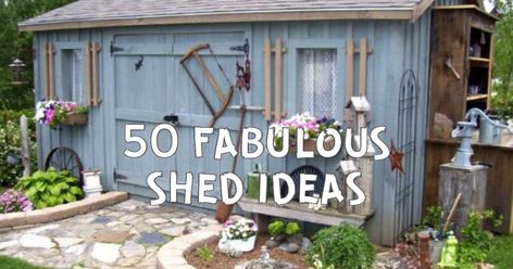 Hobby Shed Ideas, Decorate Outside Of Shed, Shed Makeover Exterior Before After, Garden Shed Landscaping Ideas, Large Sheds Ideas Backyard, Shed Porch Ideas, Shed Decorating Ideas Exterior, Cheap She Shed Ideas, Shed Colors Ideas Paint