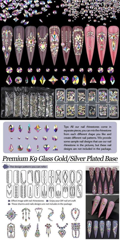 Warmfits AB Crystal Rhinestones Set, 1840pcs Rhinestones Nail Art Set Nail Gems Iridescent Clea Warmfits AB Crystal Rhinestones Set, 1840pcs Rhinestones Nail Art Set Nail Gems Iridescent Clea Nail Art With Stones And Glitter, Nails Inspiration With Stones, Nail Gems Designs Rhinestones, Nails With Circle Rhinestones, Nail Art With Stones Rhinestones, Nail Art Designs Gems Rhinestones, Nail Art Designs With Rhinestones Bling Bling French Tips, Simple Nail Gem Ideas, Acrylic Nail Jewel Designs