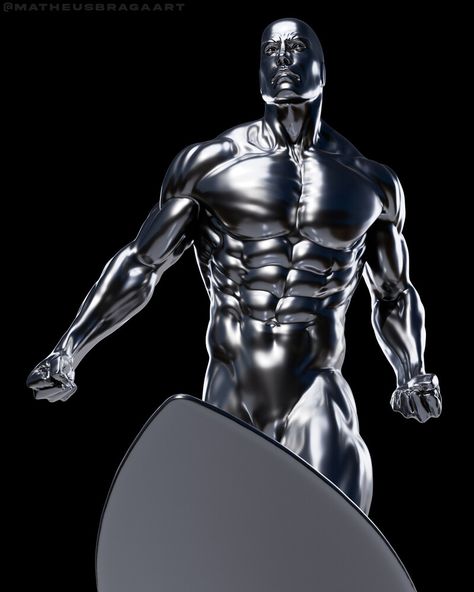 Fantasy Person, Silver Surfer Movie, Male Body Art, Marvel Cards, Piano Art, Silver Surfer, Comic Book Characters, Fantastic Art, Cellphone Wallpaper