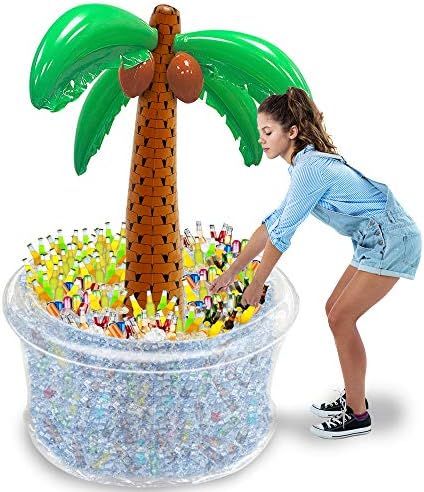 Pool Cooler, Inflatable Palm Tree, Beach Ball Party, Pool Party Supplies, Bar Buffet, Party Swimming Pool, Luau Theme Party, Luau Birthday Party, Serving Bar