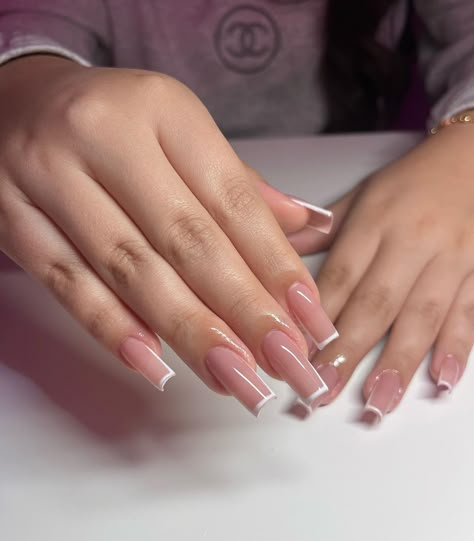 45 Summer French Tip Nails to Inspire You Acrylic Nails Nude, Classy Acrylic Nails, Long Square Acrylic Nails, Acrylic Nails Coffin Short, Nagel Inspo, Pink Acrylic Nails, Neutral Nails, Square Acrylic Nails, Fire Nails