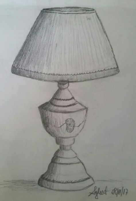 Lamp Sketch, Basic Art, Oil Pastel Drawings Easy, Simple Drawings, Drawing Aesthetic, Lampshade Designs, Object Drawing, Oil Pastel Drawings, Pencil Sketches