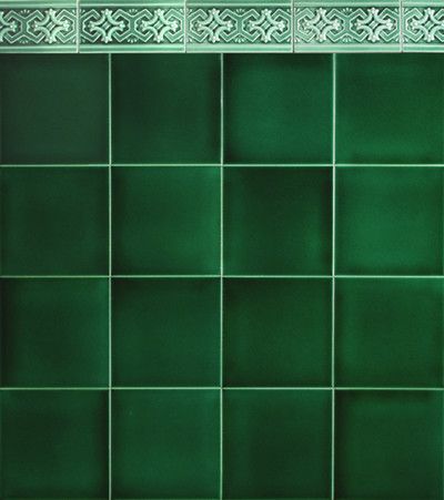 Green Tile Floor, Art Nouveau Bathroom, Powder Room Paint Colors, Dark Green Tile, Edwardian Bathroom, Powder Room Paint, Color Tiles, Green Tile Bathroom, Tiles Uk