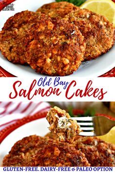 Easy gluten-free salmon cakes that are full of flavor from Old Bay and dill, crispy on the outside with tasty bites of salmon with a creamy dill sauce. Dairy-free with a Paleo option. Recipe from www.mamaknowsglutenfree.com #glutenfree #paleo #dairy-free #salmoncakes #salmonpatties #easyrecipe #easydinner Gluten Free Salmon, Seafood Feast, Creamy Dill Sauce, Dill Sauce, Salmon Cakes, Best Gluten Free Recipes, Pescatarian Recipes, Gluten Free Recipes For Dinner, Old Bay