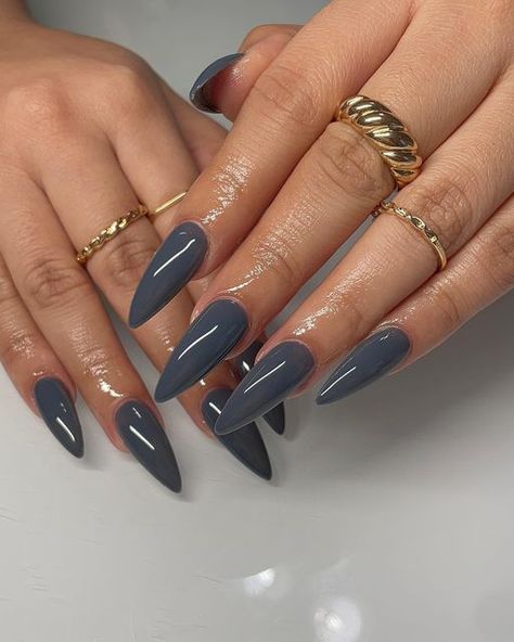 Brown And Grey Nails, Brown Grey Nails, Grey Brown Nails, Blue Brown Nails, Blue And Brown Nails, Grey Blue Nails, Grey Nails Design, Blue Grey Nails, Fall Blue Nails